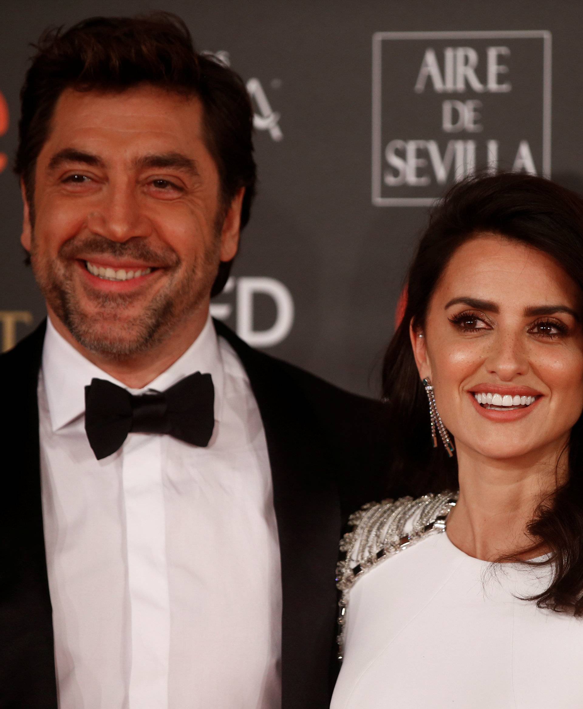Penelope Cruz and Javier Bardem pose on the red carpet at the Spanish Film Academy's Goya Awards ceremony in Madrid