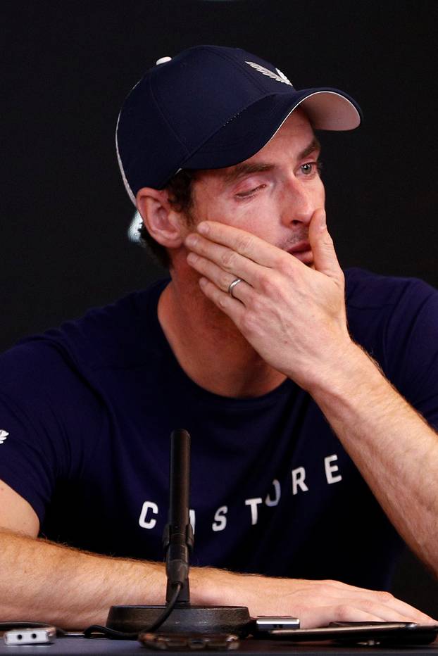Andy Murray of England speaks to the media during a press conference at the Australian Open in Melbourne