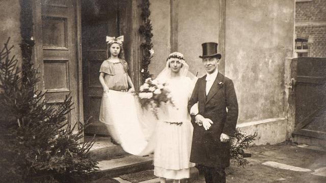 just married couple. vintage wedding photo