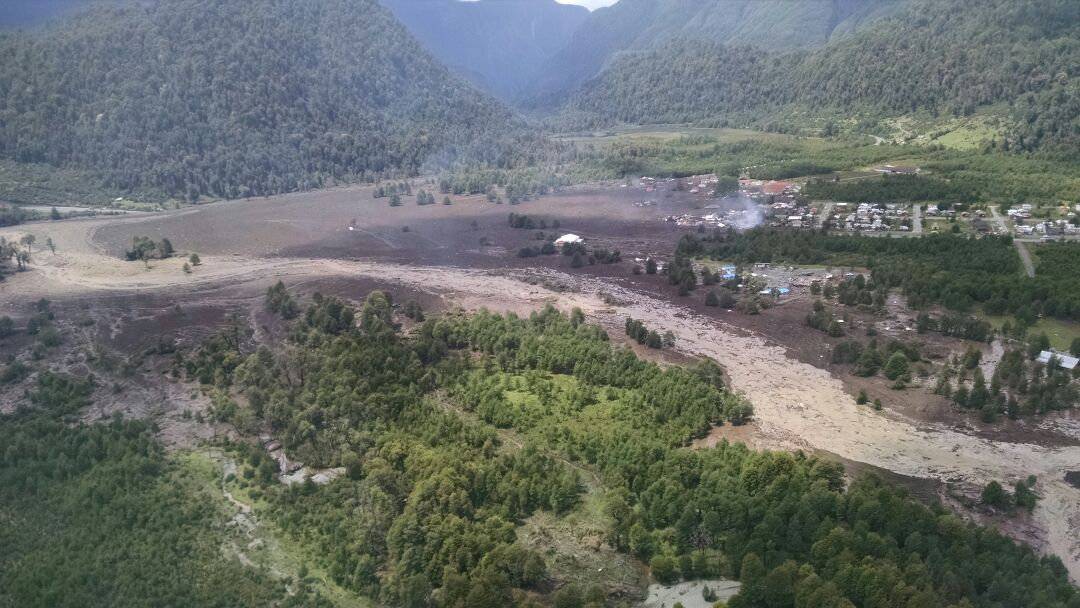 Damage done by a landslide is seen in Villa Santa Lucia