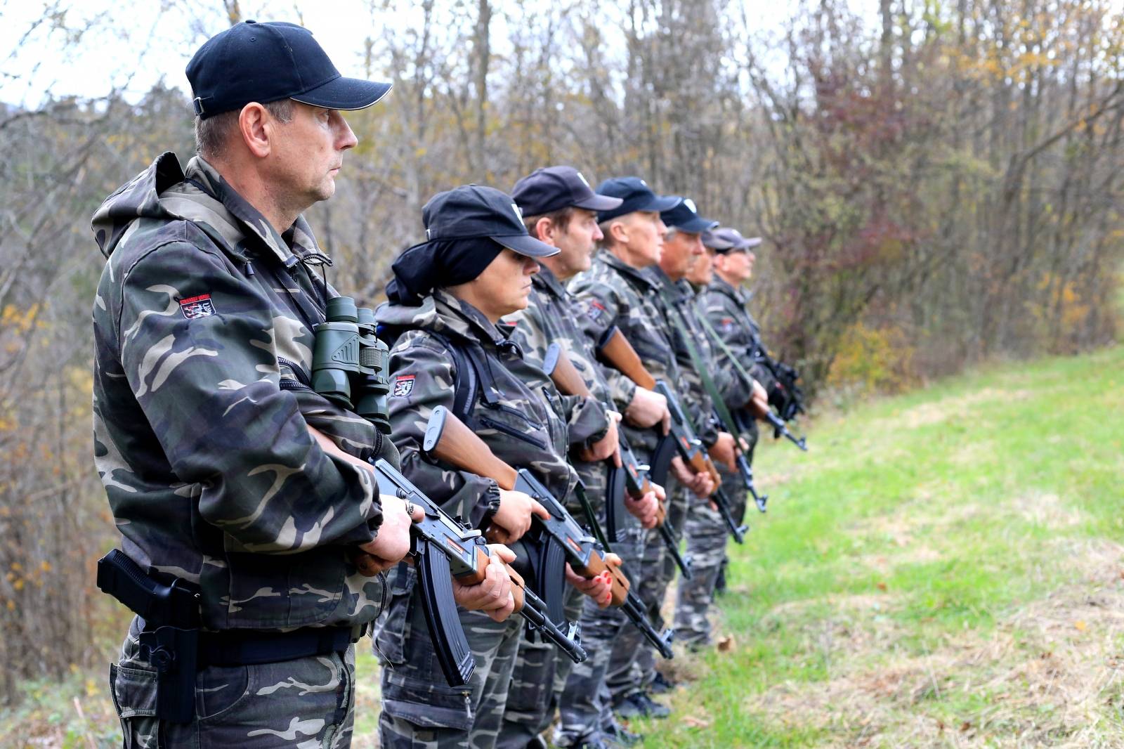 A group of uniformed volunteers called Stajerska Varda (Stajerska Guard) holds regular exercises near Slovenian border with Croatia in Kostel