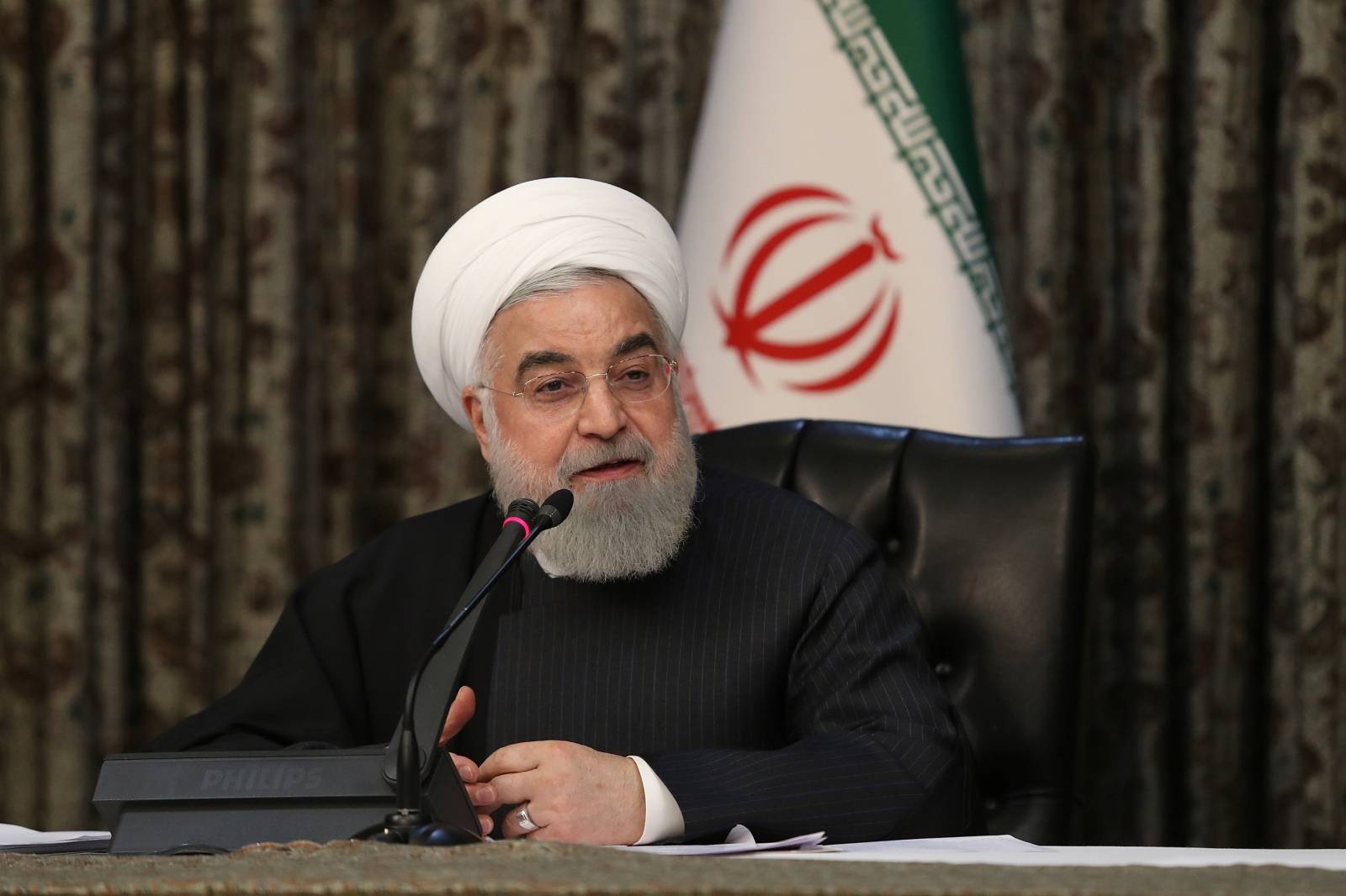 Iranian President Hassan Rouhani speaks during the cabinet meeting in Tehran