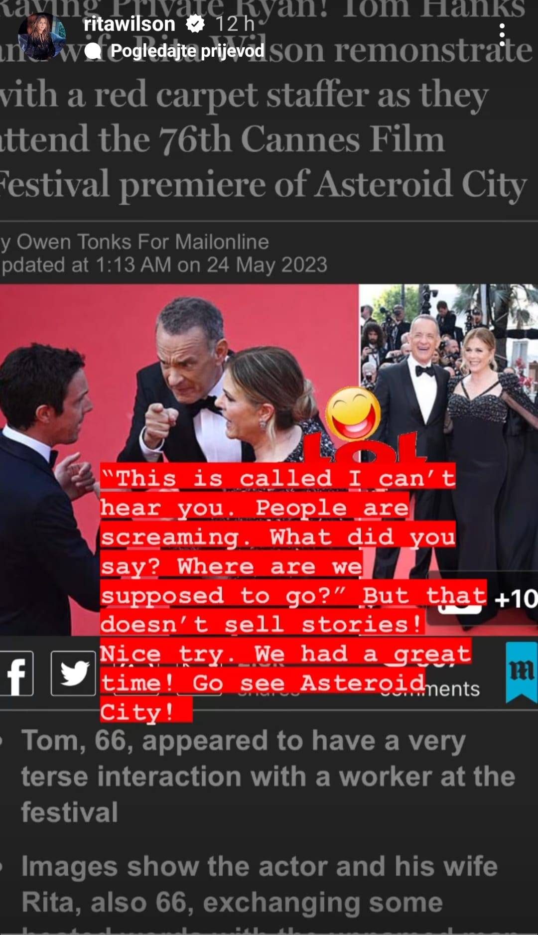 Tom Hanks živčanio na tepihu u Cannesu, oglasila se supruga: 'Nažalost, to ne prodaje priče'