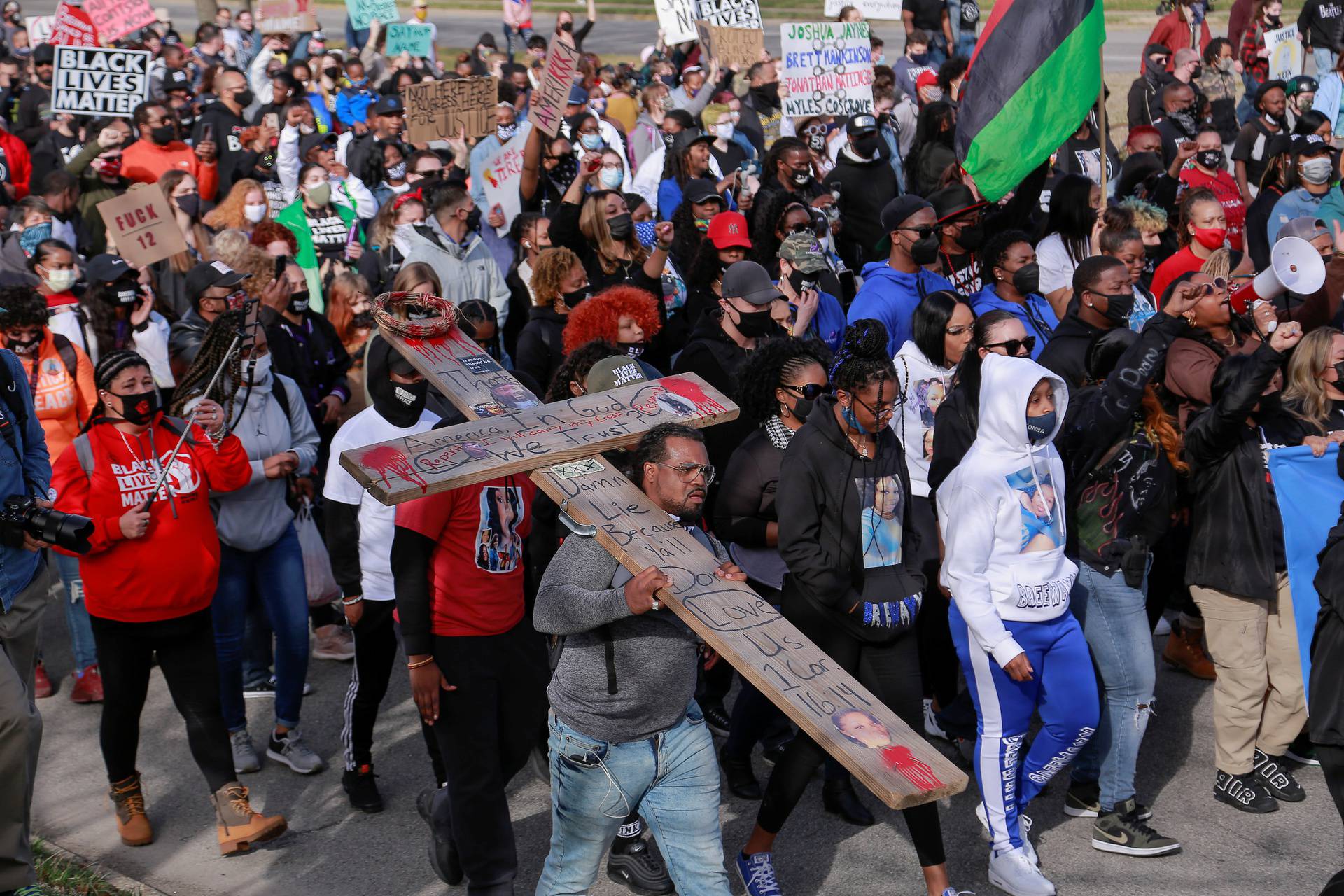 Rally to mark one year since Breonna Taylor was shot and killed by police, in Louisville