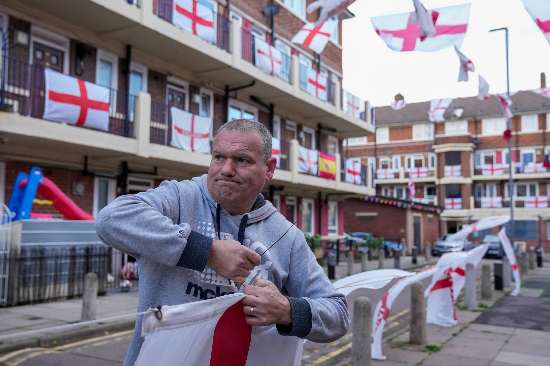 The Kirby estate is being decorated with England Flags ahead World Cup 2022