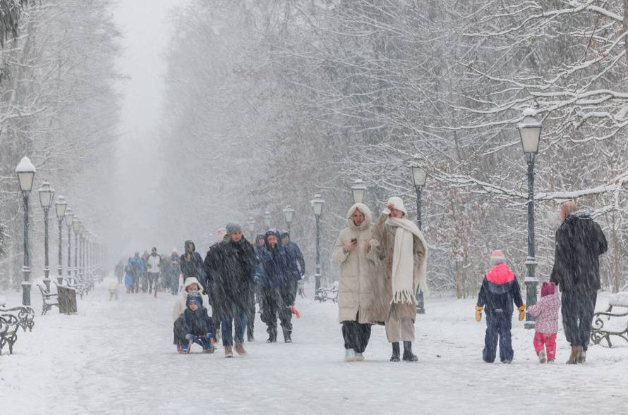Snow-covered Maksimir park in Zagreb