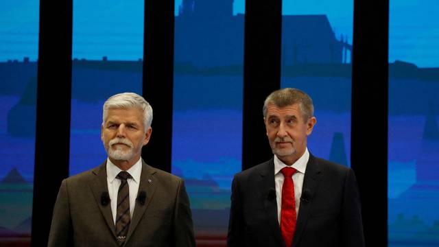 FILE PHOTO: Czech presidential candidates Petr Pavel and Andrej Babis attend televised debate, in Prague
