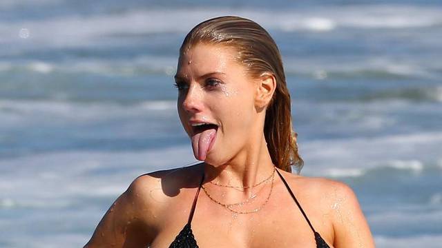 Model Charlotte McKinney Shows Off Her Beach Bod With Actor Stephen Dorff