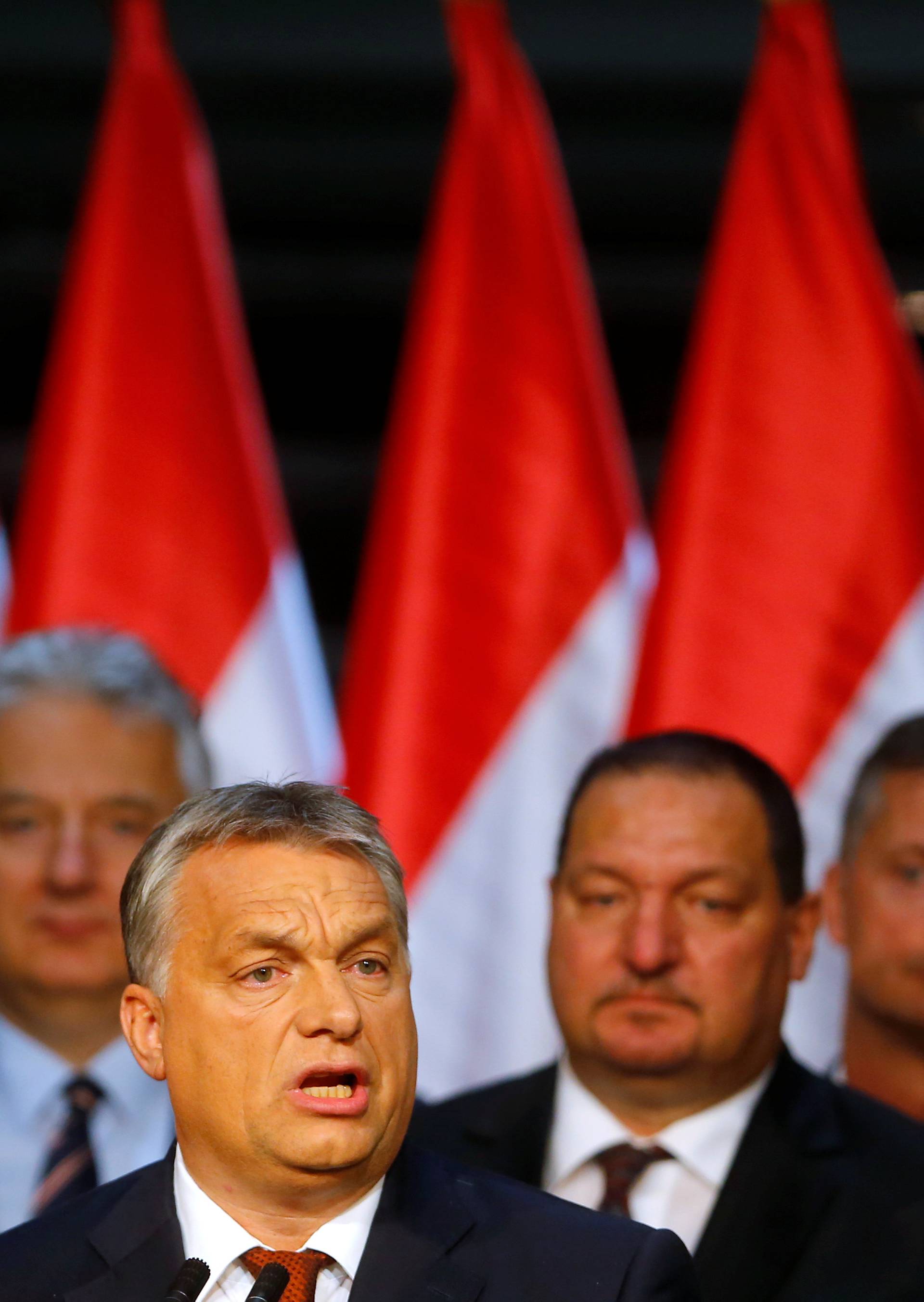Hungarian Prime Minister Viktor Orban delivers a speech after a referendum on European Union's migrant quotas in Budapest