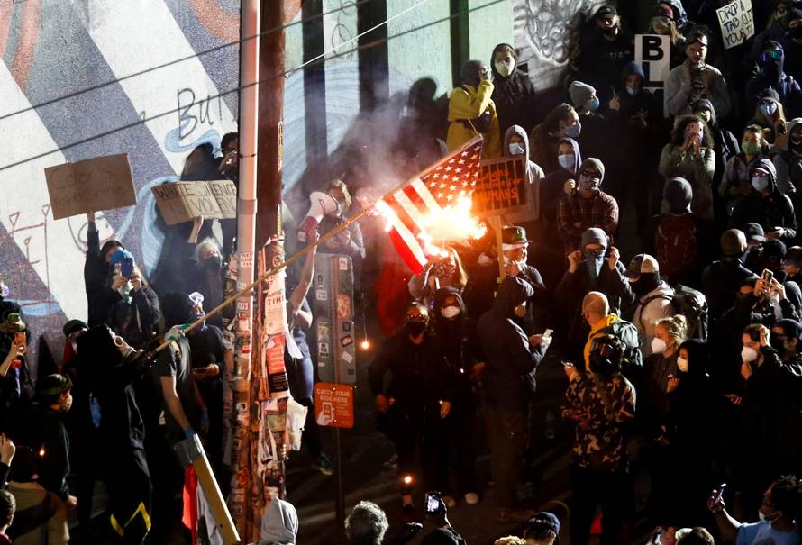 A protest against racial inequality in the aftermath of the death in Minneapolis police custody of George Floyd, in Seattle