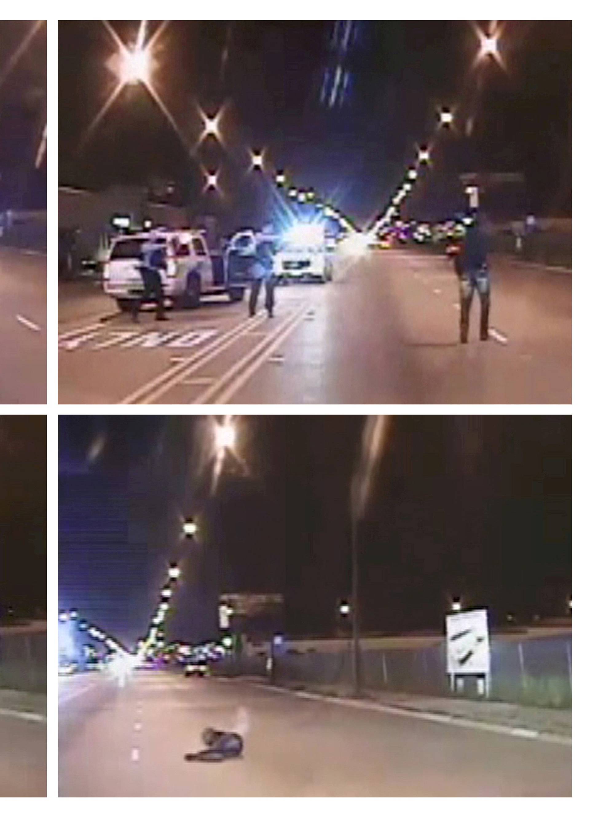 FILE PHOTO: Combination of still images from video released by Chicago Police show McDonald walking and subsequently shot in Chicago