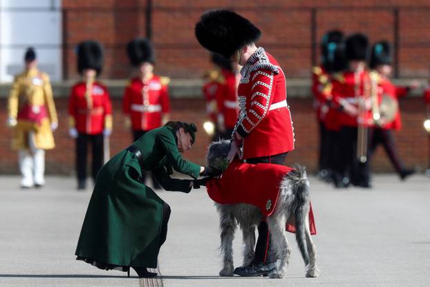 Britain's Princess Kate attends the Irish Guards' St. Patrick's Day Parade at Mons Barracks, Aldershot