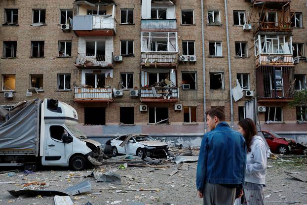 Aftermath of a Russian missile and drone attack in Kyiv