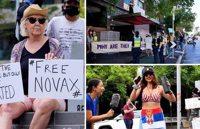 Đoković je u centru za migrante, baka drži natpis 'Free Novax', stigla i djevojka u grudnjaku