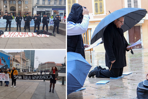 Opet molili i klečali na ulicama: U Zagrebu stigli i prosvjednici, razvili plakate i legli na njih