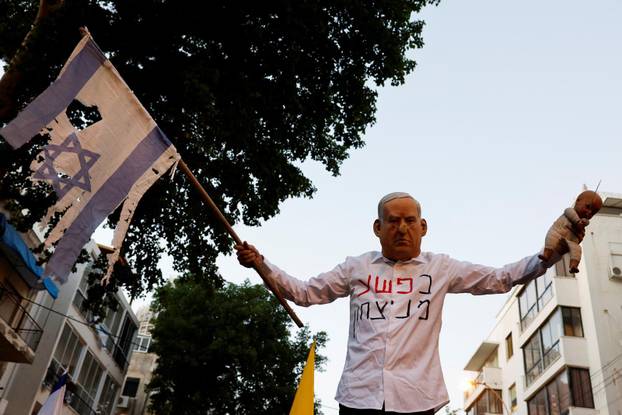 Protest demanding release of hostages held in Gaza, in Tel Aviv