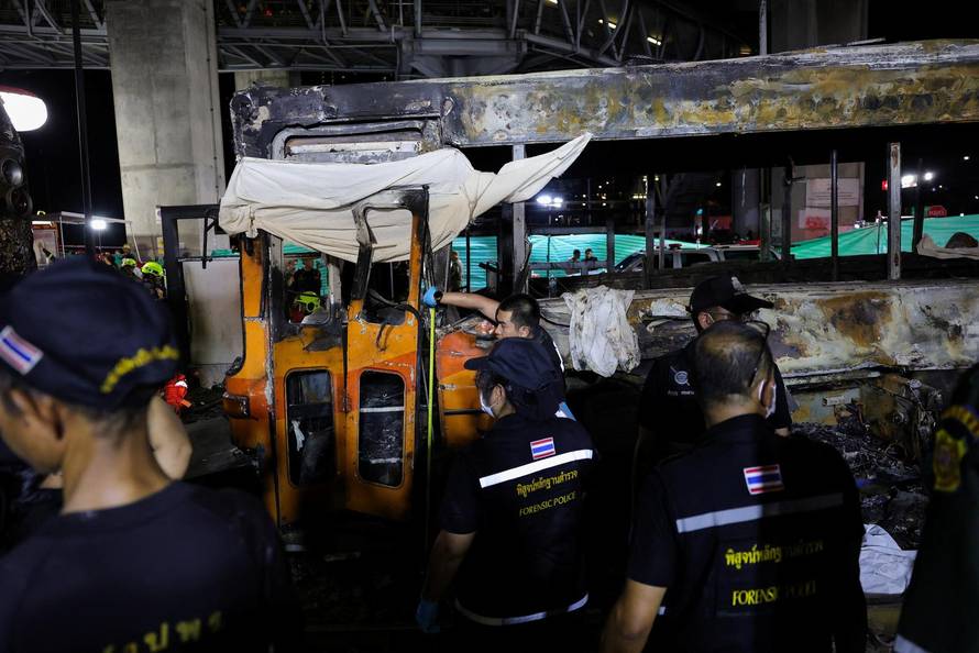 The scene of a multi-vehicle collision, in Bangkok