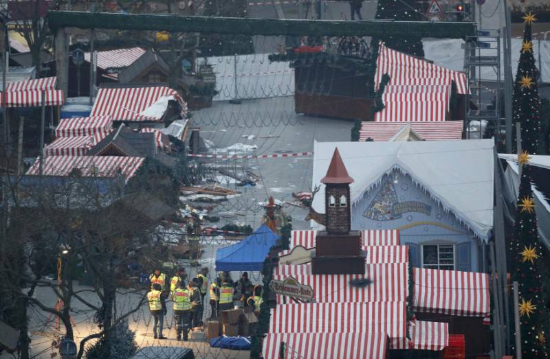 The empty Christmas market where a truck ploughed through a crowd in west of Berlin