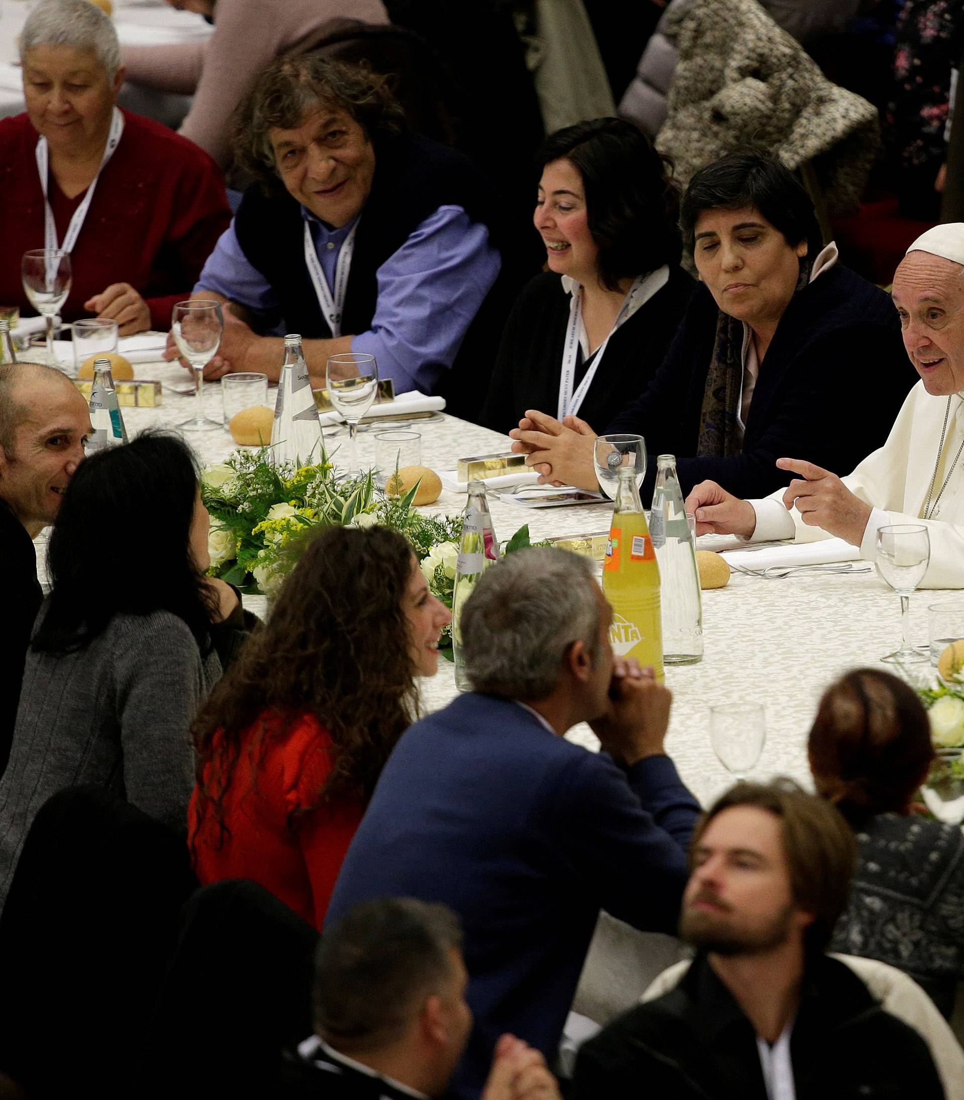 Pope Francis has lunch with the poor following a special mass to mark the new World Day of the Poor in Paul VI's hall at the Vatican