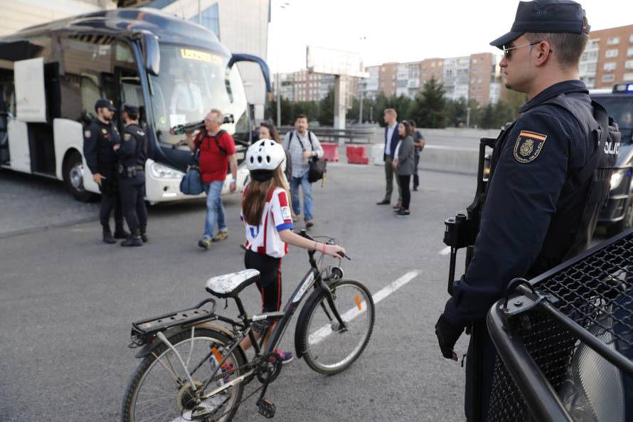 Police around team bus after events in Dortmund, Germany
