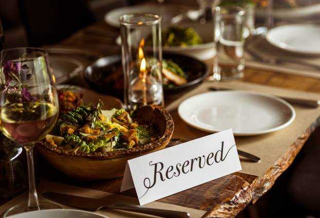 Reserved table at a restaurant