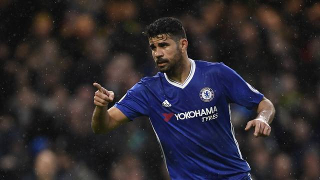 Chelsea's Diego Costa celebrates scoring their third goal