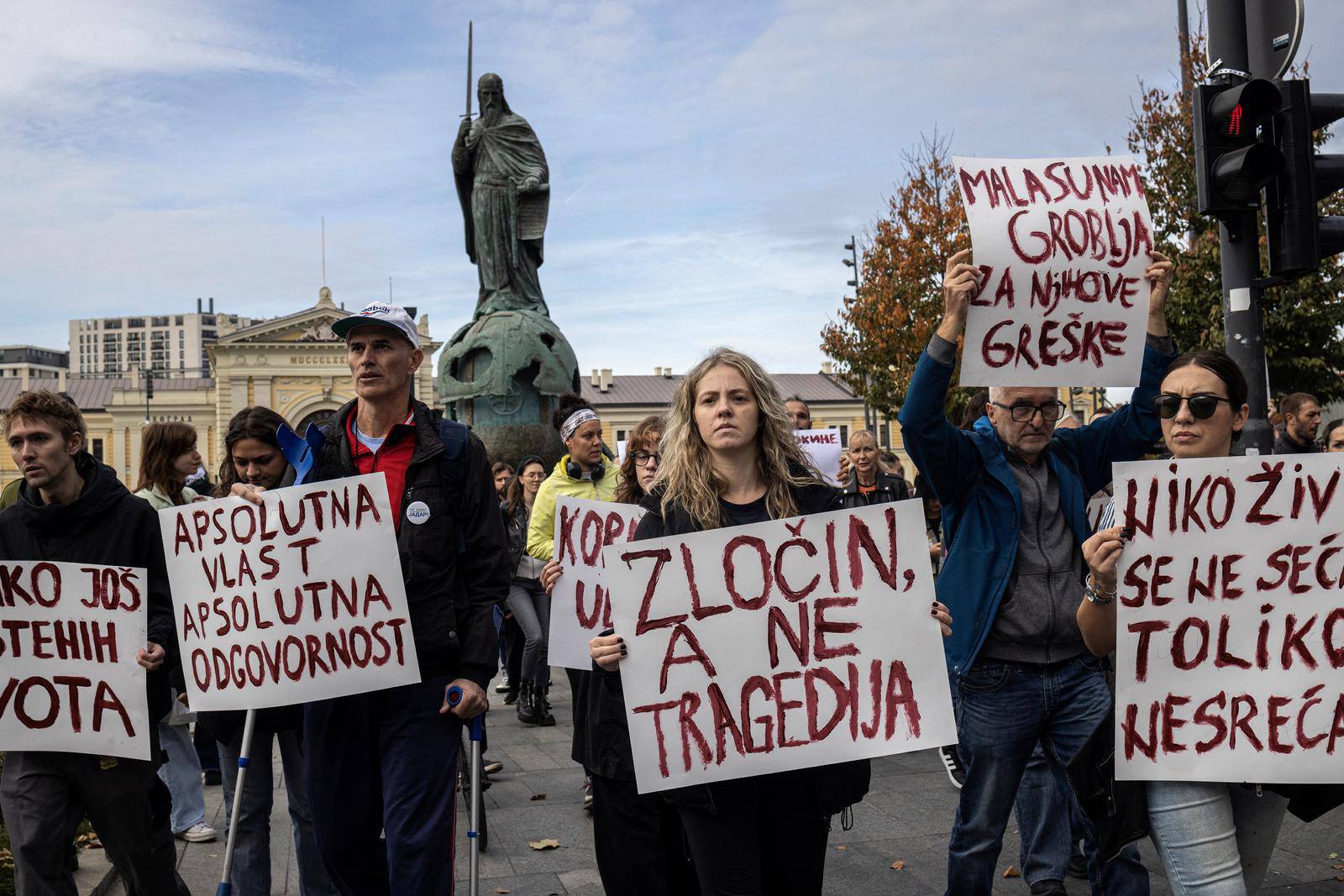 An anti-government protest after fatal railway collapse, in Belgrade