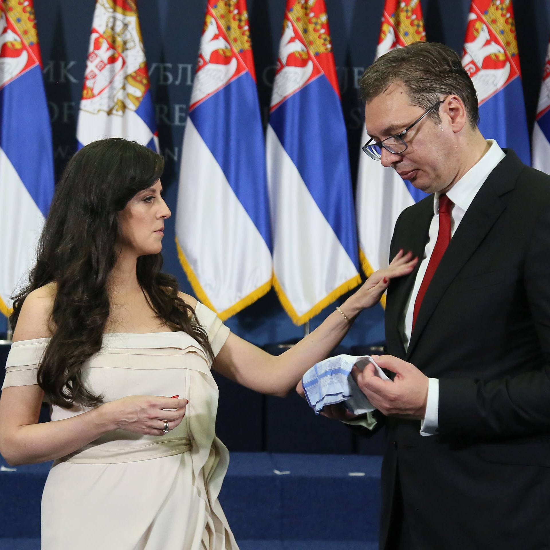 Serbia's President Aleksandar Vucic and his wife Tamara attend an inauguration ceremony in Belgrade
