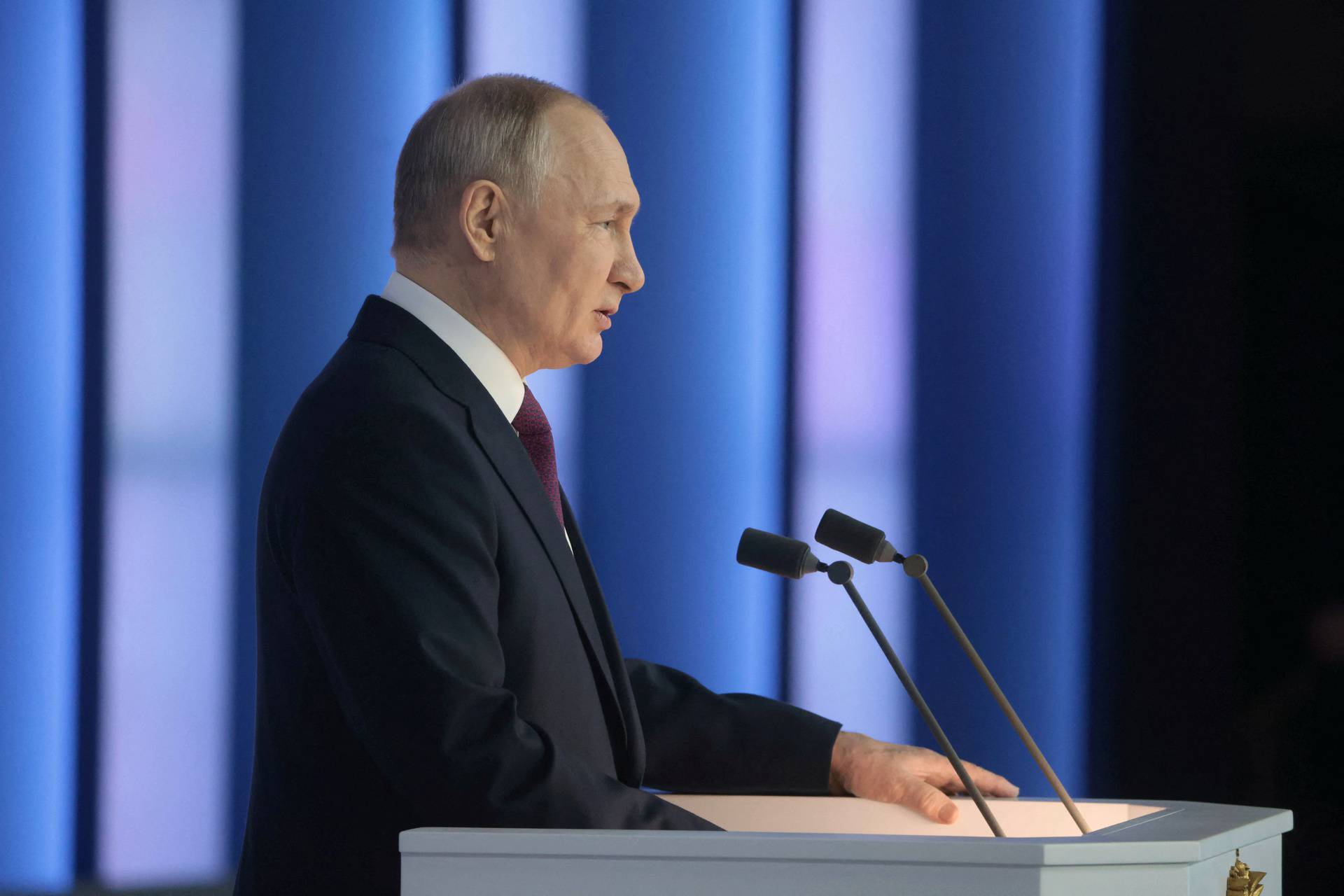 Russian President Putin delivers his annual address to the Federal Assembly in Moscow