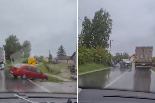 VIDEO: Sudarila se tri vozila kod Bjelovara, jedan je sletio na bok