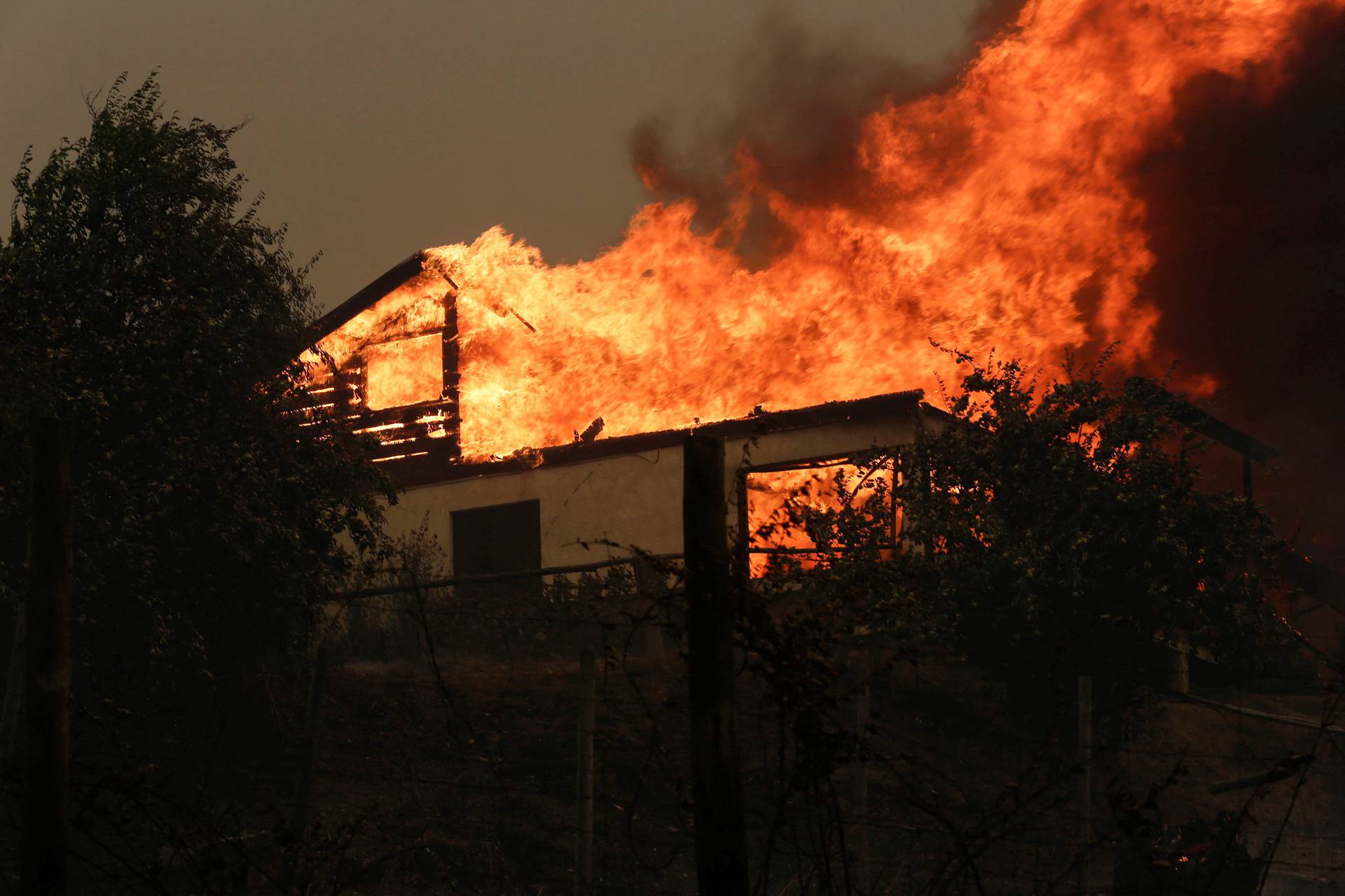 Wildfire burns areas around Santa Juana, Concepcion