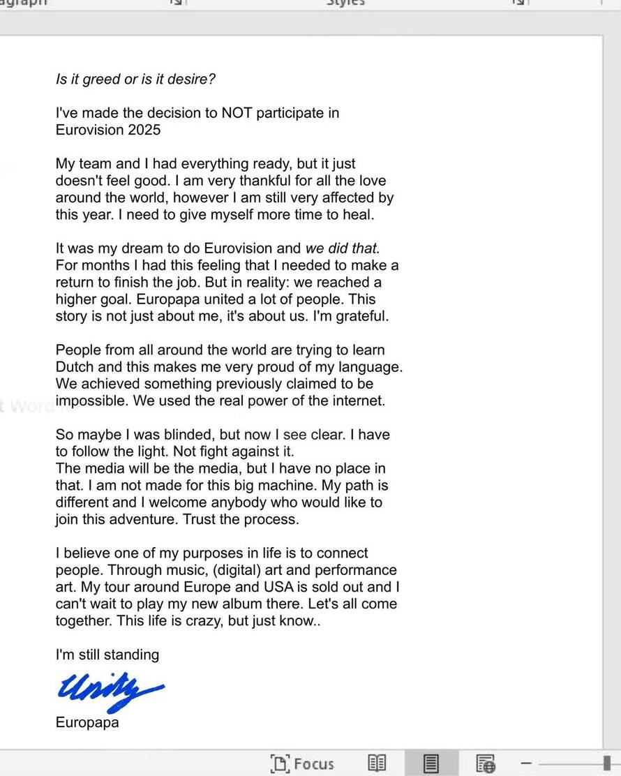 Joost Klein objasnio zašto neće nastupiti na idućem Eurosongu