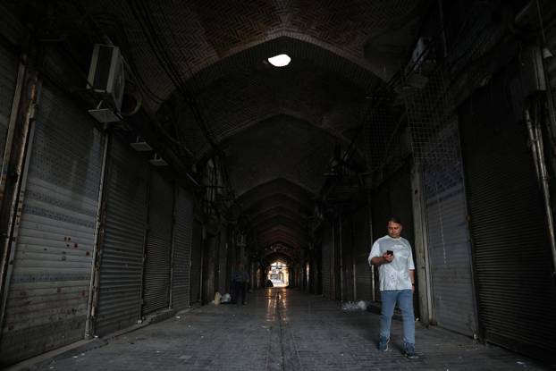 Closed shops in the Tehran Bazaar following the Israeli strikes on Iran, in the centre of Tehran