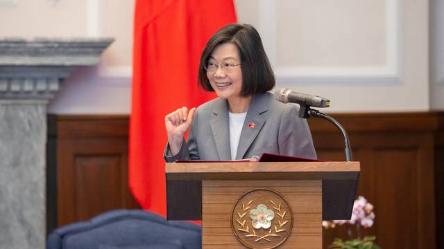 Taiwan President Tsai Ing-wen meets a Canadian parliamentary delegation at the presidential office in Taipei