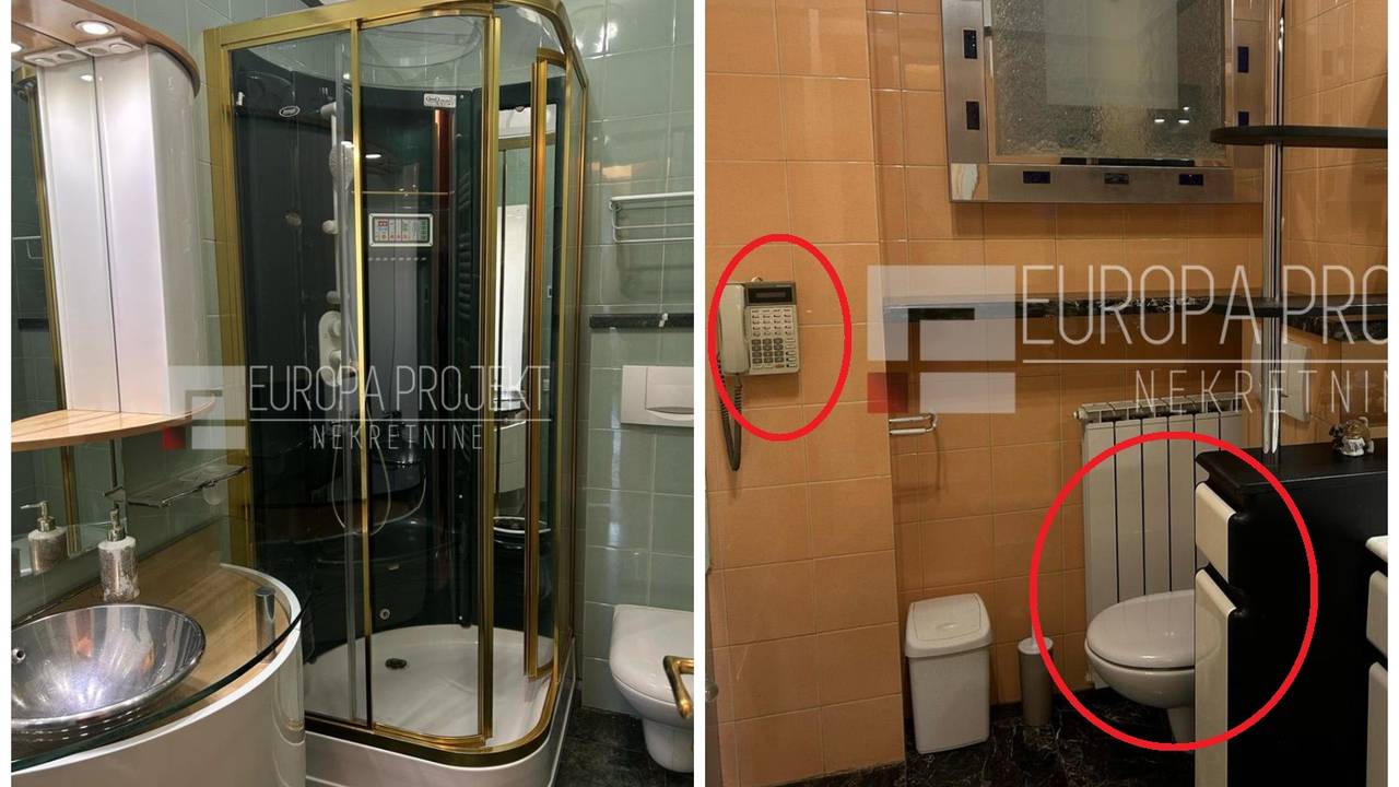 FOTO Zlatna tuš kabina, telefon kraj WC-a! Ovaj stan iznajmljuju na Trgu u Zagrebu. I cijena je hit