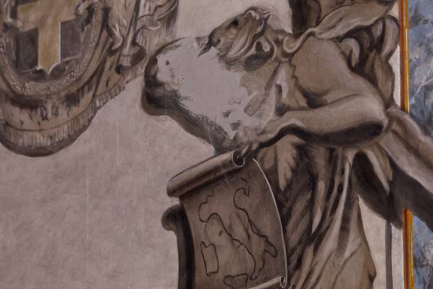 Apparent likeness of Italian Prime Minister Giorgia Meloni on an angel fresco painting is covered in Rome