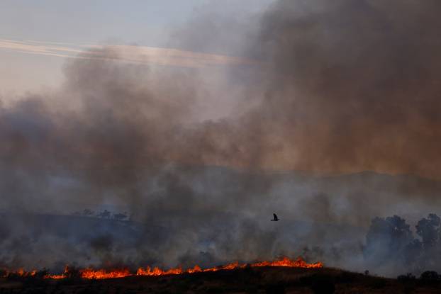 A wildfire burns on the outskirts of Valmojado