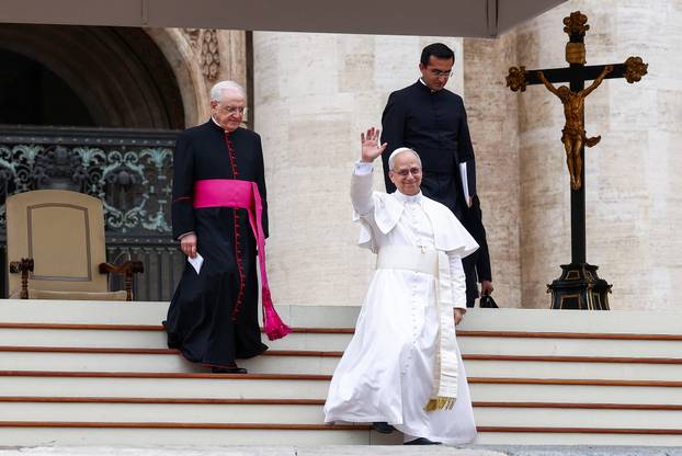 Pope Leo XIV holds his first general audience in St. Peter's Square, at the Vatican