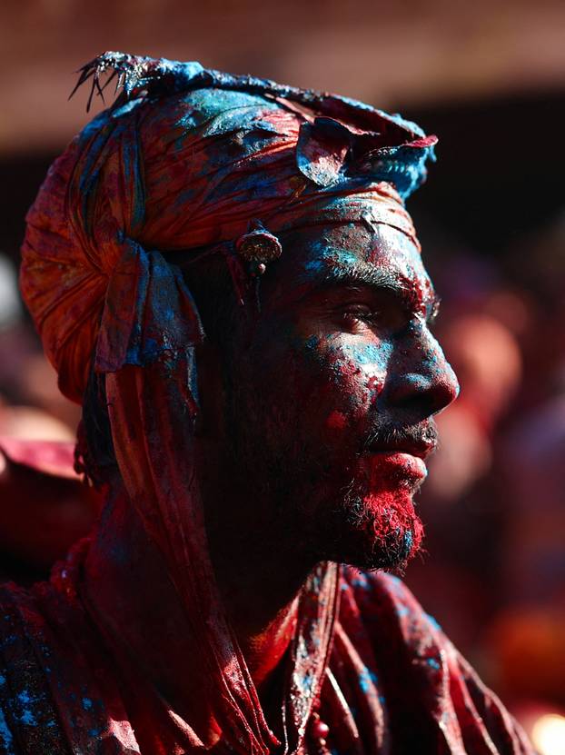 "Lathmar Holi" celebrations in Nandgaon village