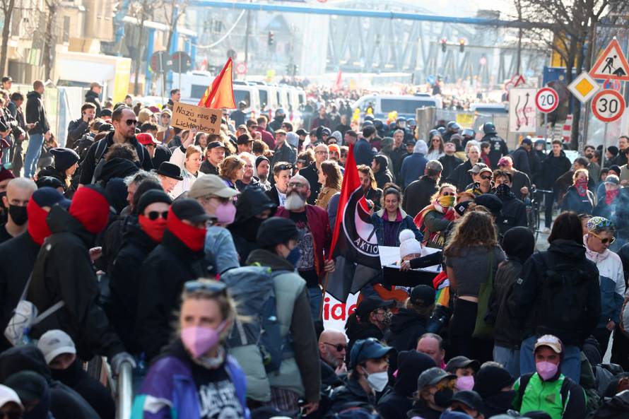 Right-wing protest at Friedrichshain district in Berlin