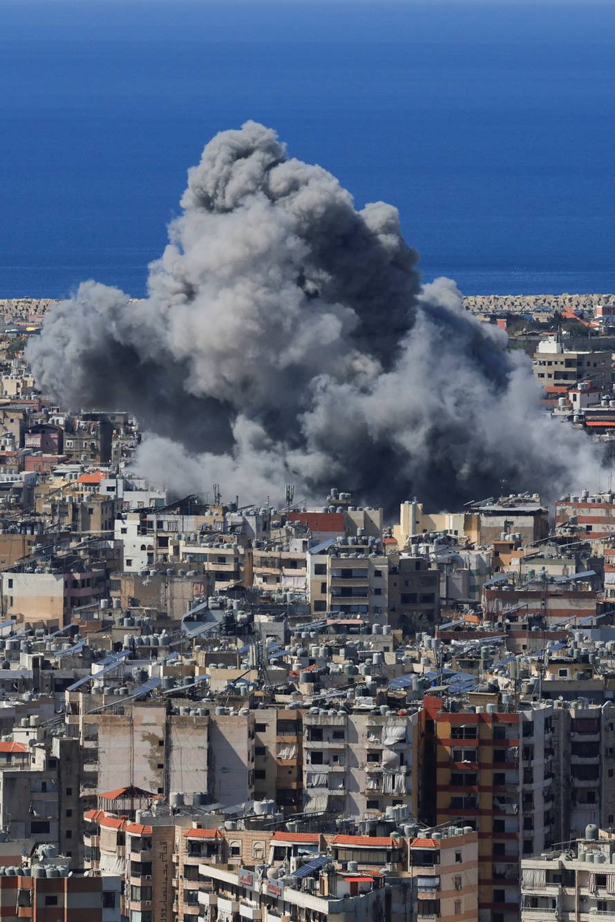 Smoke billows after an Israeli strike on Beirut's southern suburbs