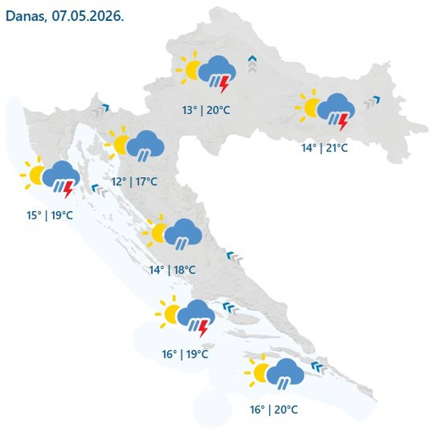 STIŽE NEVRIJEME Upalili su žuti alarm za dvije hrvatske regije