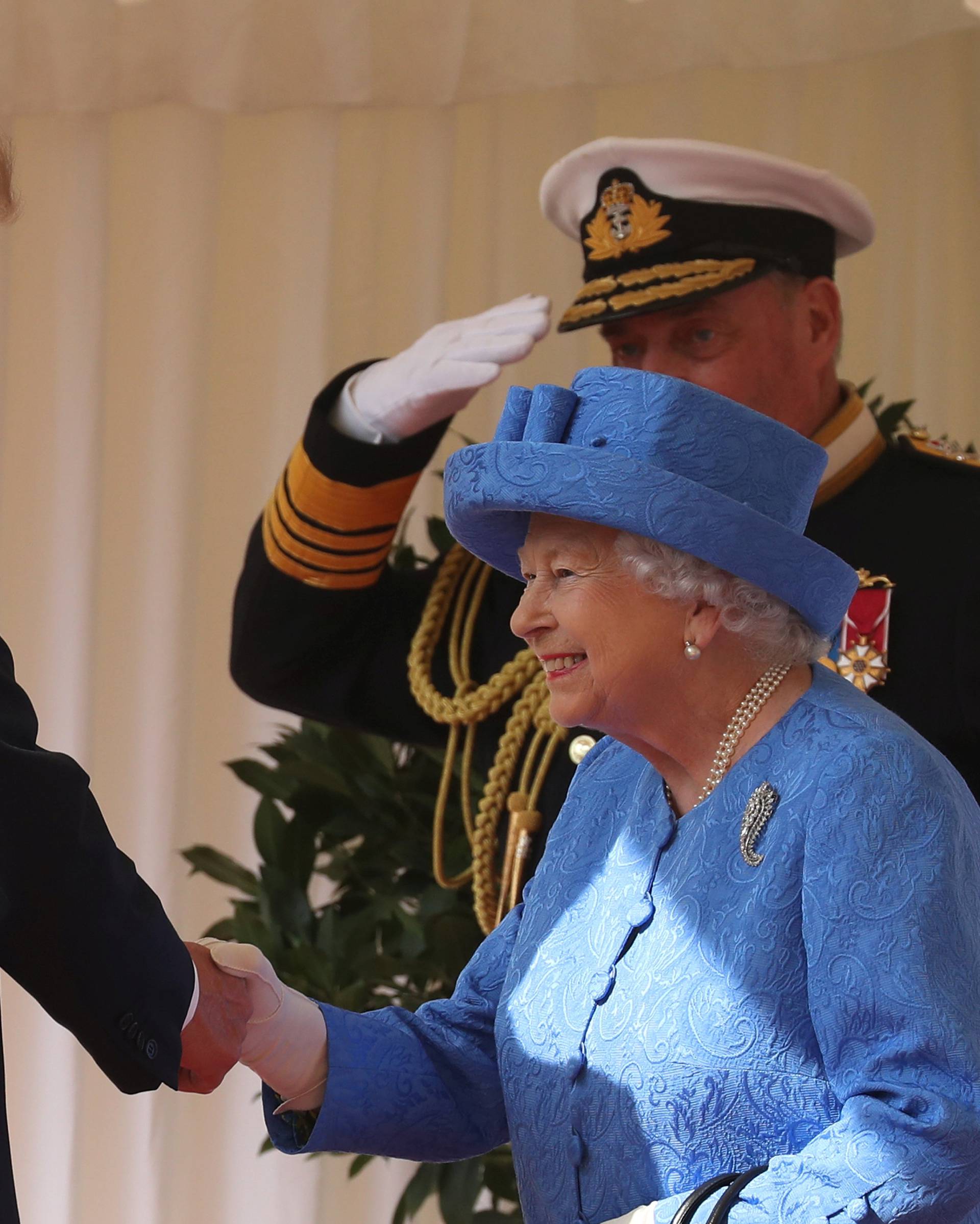 Britain's Queen Elizabeth greets U.S. President, Donald Trump and First Lady, Melania Trump  at Windsor Castle, Windsor