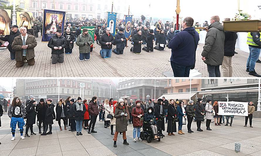 Molitelji opet kleče na trgovima hrvatskih gradova, dočekao ih kontraprosvjed: 'Ovo je opasno'