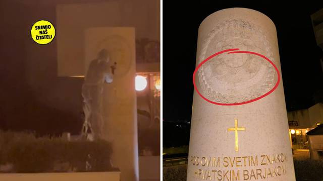 VIDEO Netko je oštetio HOS-ov spomenik i napisao 'zds'. Grad je to uklonio i popravit će ga