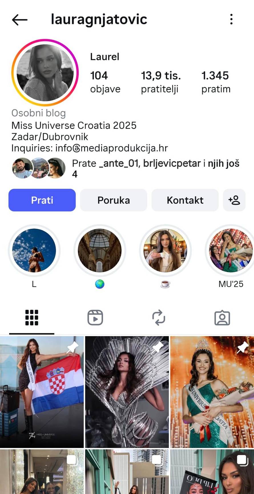Naša lijepa misica dobro stoji na Instagramu: U samo šest dana udvostručila broj pratitelja