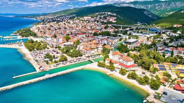 Crikvenica.,Town,On,Adriatic,Sea,Waterfront,Aerial,View.,Kvarner,Bay
