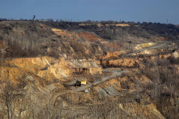 A general view shows the open pit mine of Zavallievsky Graphite in Zavallia