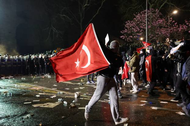People take part in a protest on the day Istanbul Mayor Ekrem Imamoglu was jailed as part of a corruption investigation, in Istanbul