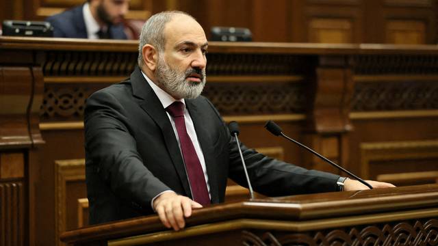 FILE PHOTO: Armenian Prime Minister Pashinyan addresses parliament in Yerevan